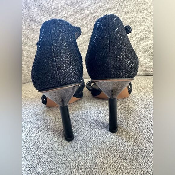 Franco Sarto Raina Ankle Strap Heels Sandals Black Shiny Size 9.5 - Picture 5 of 7